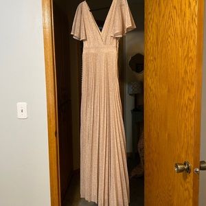 Mother of bride or groom dress. Quiz long gown in pink shimmer, US 6.
